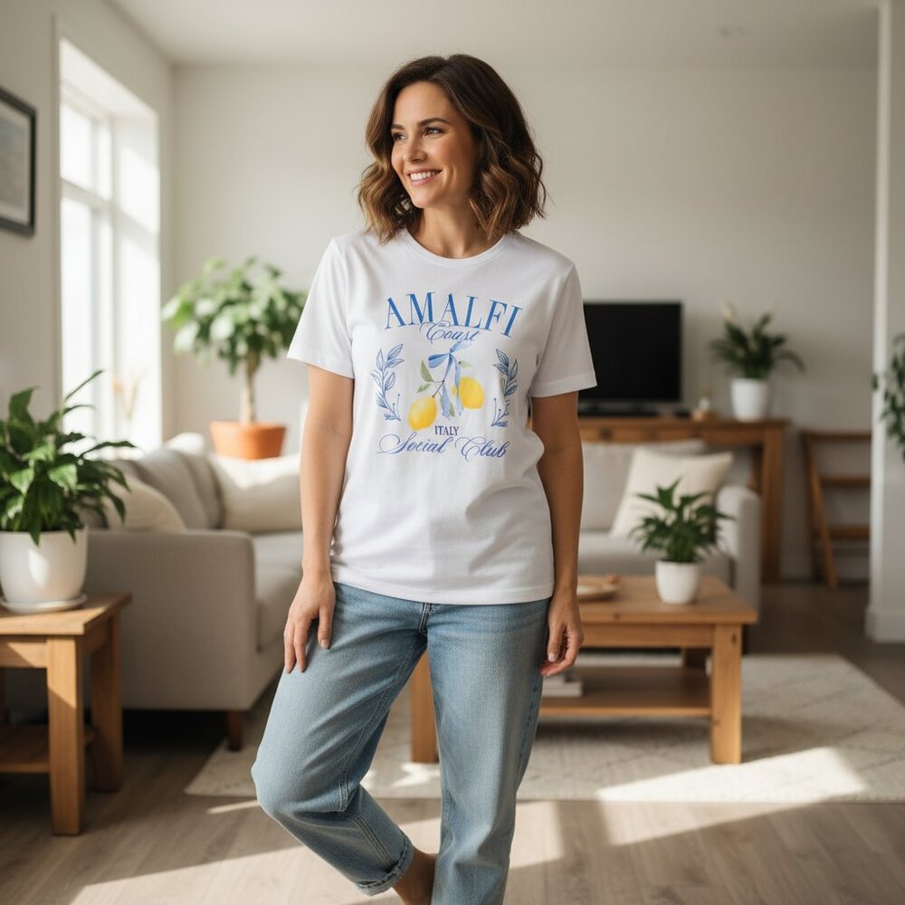 Amalfi Coast White Graphic Tee